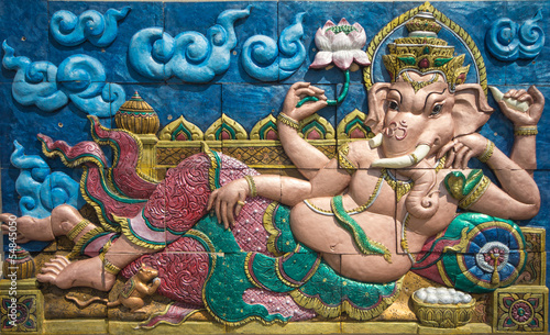 Ganesha concrete stucco on the wall