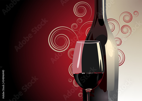 Bottle and glass of red wine