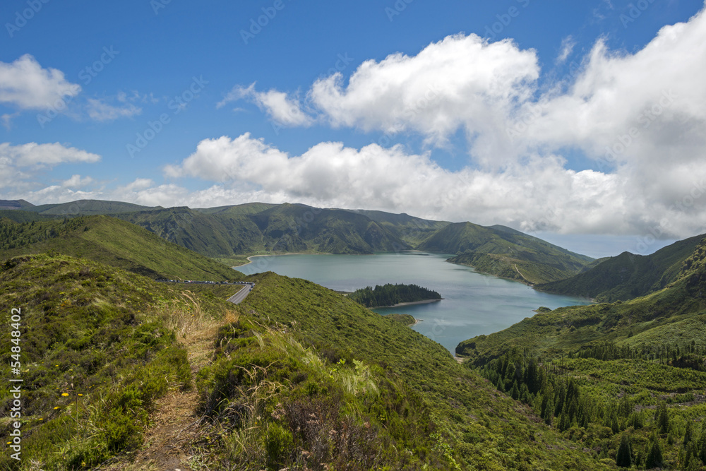Lake in a volcanic crater in the Azores