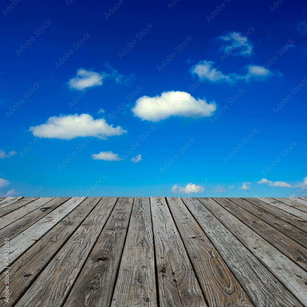 wood floor and sky
