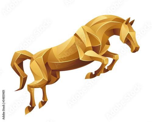 Golden horse jumping