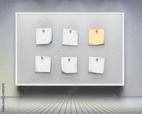 Board with note papers.  Vector illustration.