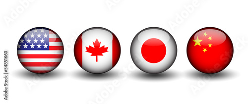 Obraz na płótnie america canada japan china w salonie