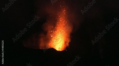 Volcanic strombolian type eruption photo