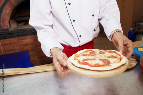 Pizza in hands photo