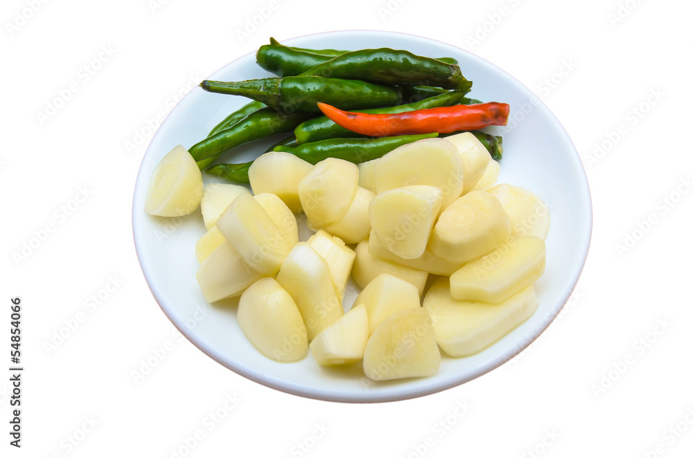 Chilli and Garlic in small cup isolated Chilli and Garlic in small cup isolated