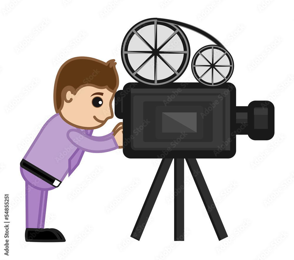 Shooting Film with Movie Camera - Business Cartoons Vectors Stock Vector |  Adobe Stock