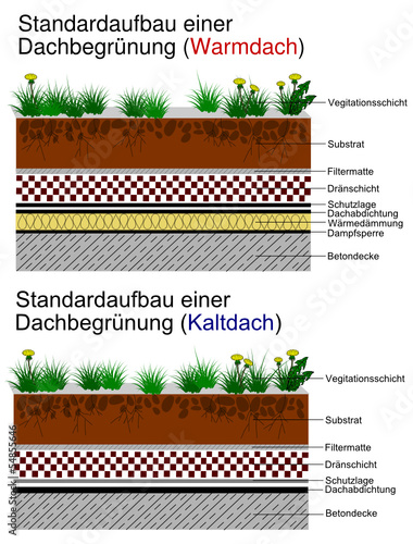 Standardaufbau einer Dachbegrünung