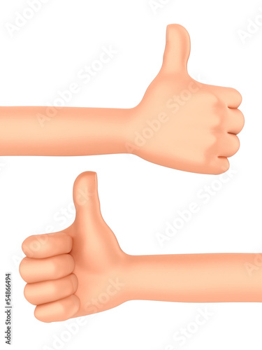 3d render of a hand with thumbs up