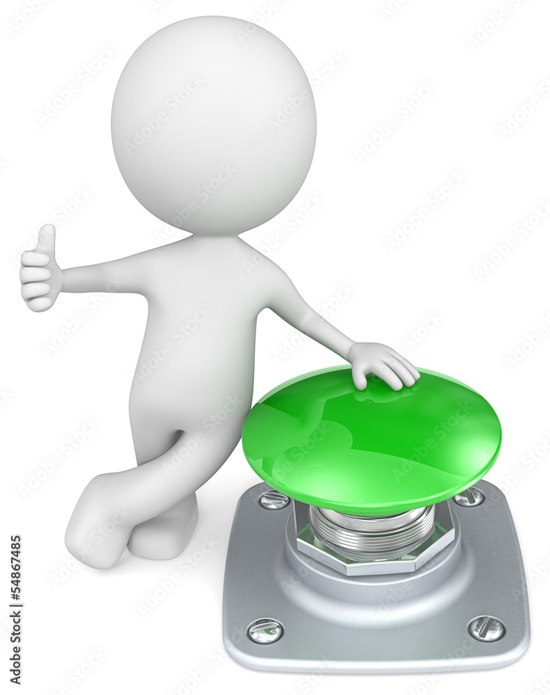 Green Button.The Dude with thumb up and hand on green button. Green Button.The Dude with thumb up and hand on green button.