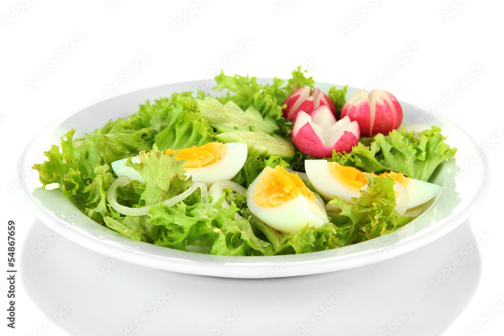Fresh mixed salad with eggs, salad leaves and other vegetables, Fresh mixed salad with eggs, salad leaves and other vegetables,