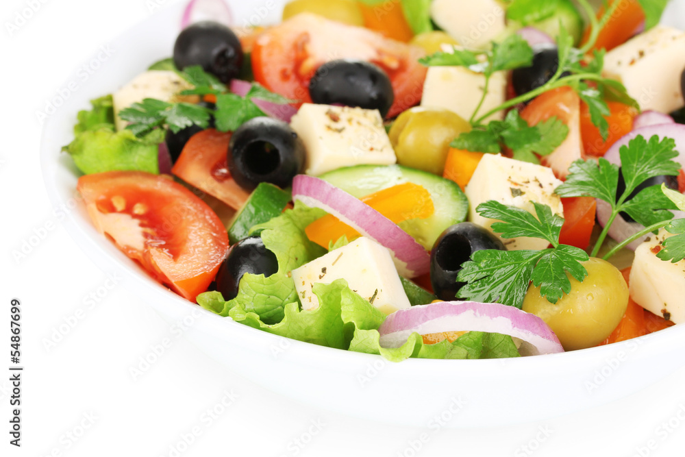 Greek salad in plate close up Greek salad in plate close up