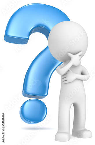 The Dude in a classic pose in front of blue question mark.