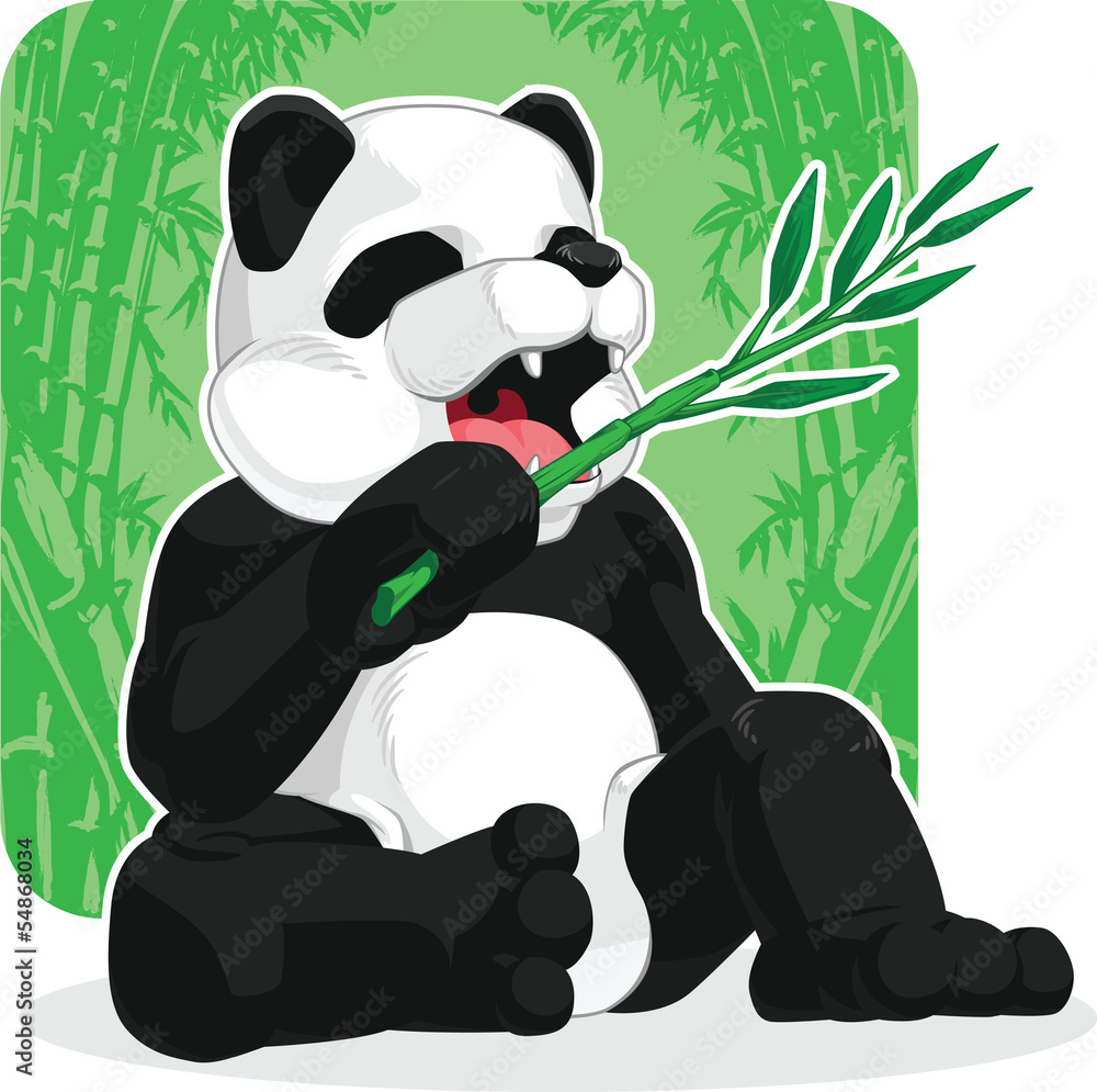 Obraz premium Panda Eating Bamboo Leaves