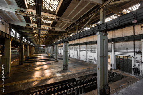 abandoned old vehicle repair station, interior