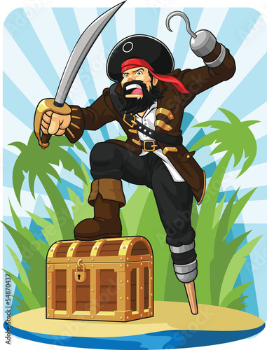 Pirate with His Treasure Chest