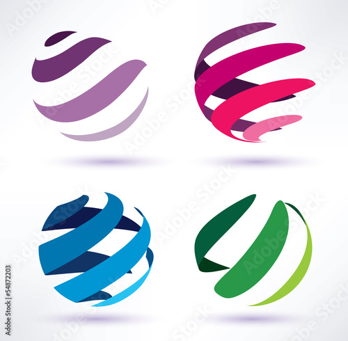 set of 3d  abstract globe icons