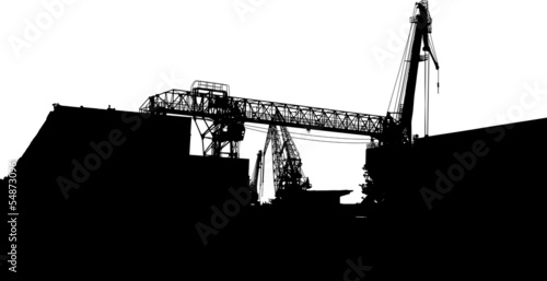 Vector of silhouettes of port constructions
