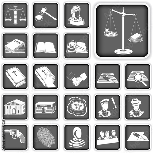 law and justice button set