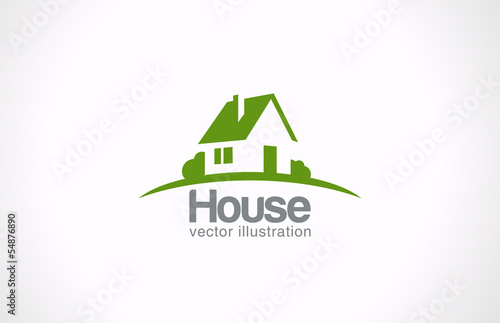 Logo House abstract real estate countryside. Realty icon