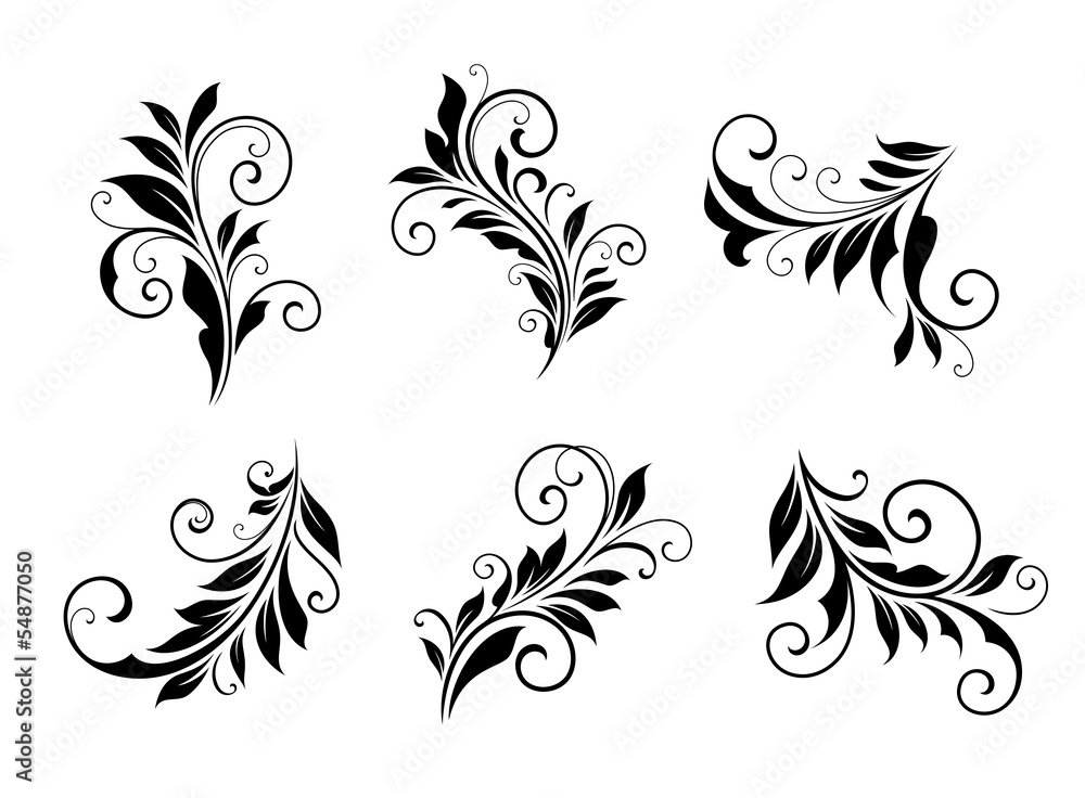Obraz premium Set of vintage floral elements