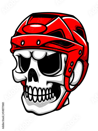 Skull in hockey helmet