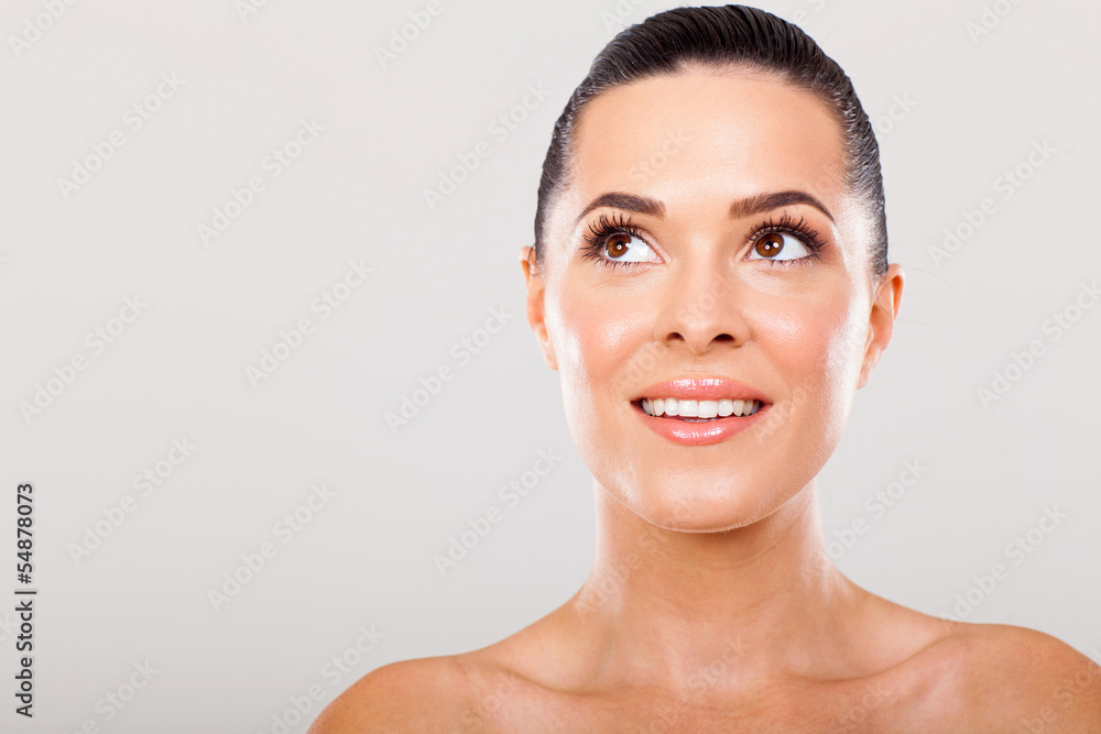 young woman looking up young woman looking up