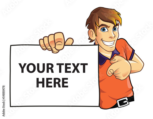 Young Man Holding Board