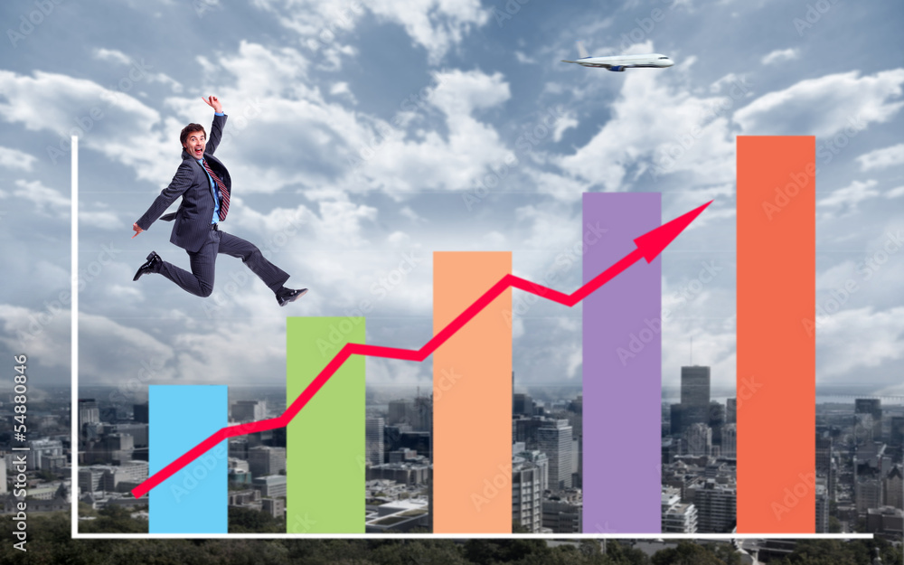 Businessman running to the goal.