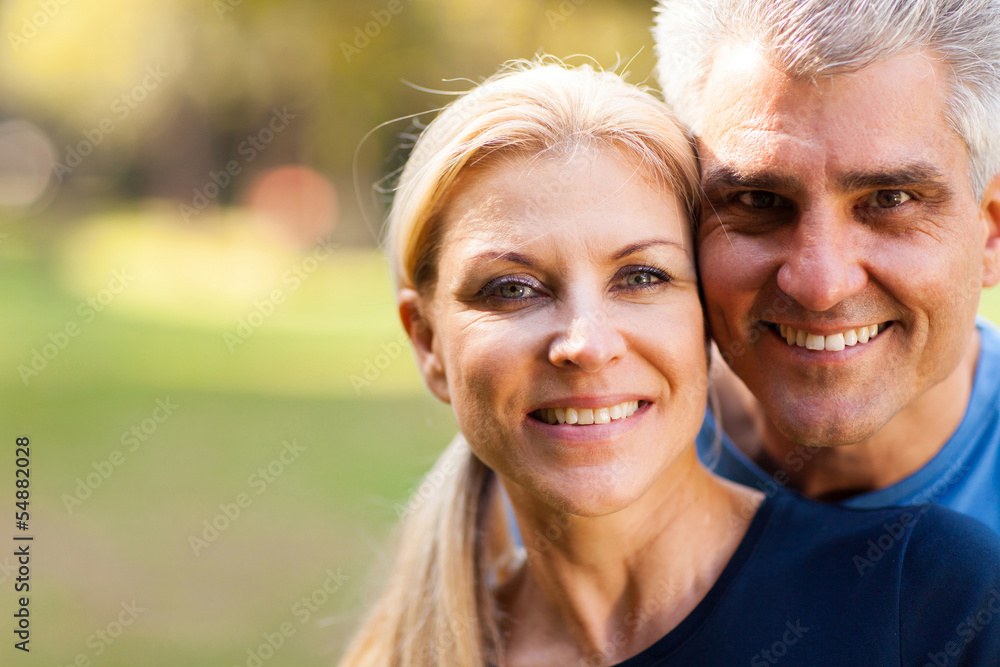 middle aged couple closeup portrait