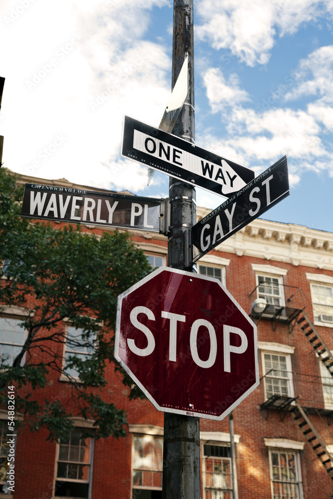 Obraz premium Waverly Pl. & Gay St. Street Sign West Village Manhattan