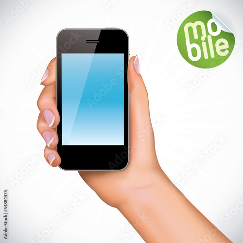 Vector Hand Holding Touchscreen Mobile Phone Illustration