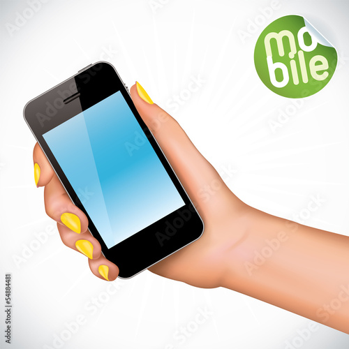 Vector Hand Holding Touchscreen Mobile Phone Illustration