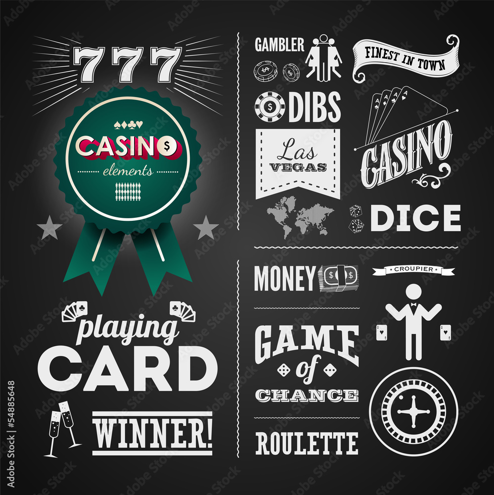 Fototapeta premium Illustrations of a vintage graphic elements for casino