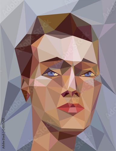 Young woman in origami style