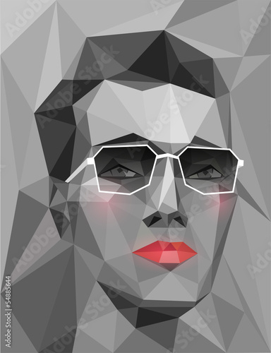 Young woman in origami style