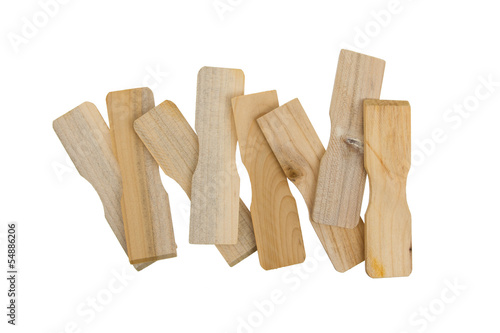 Eight small wooden spatulas