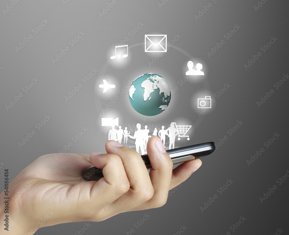 Touch screen mobile phone in hand Touch screen mobile phone in hand