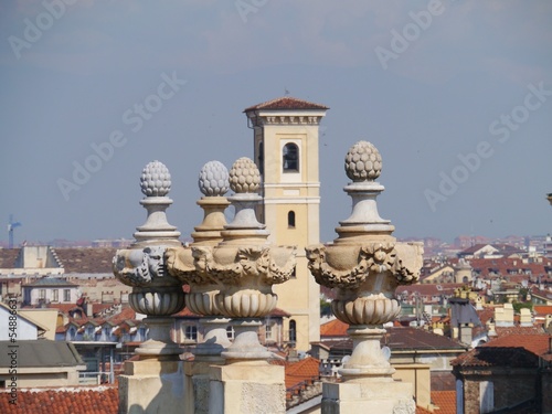 Palazzo madame in Turin in Italy with sculptures on the roof
