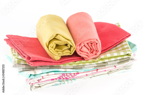 Table napkins on white background photo