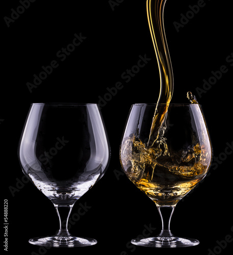 Cognac or brandy full and empty glass