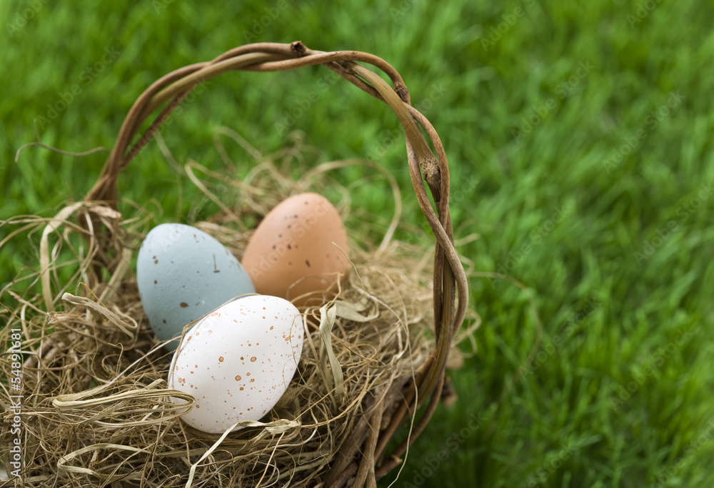 Easter eggs in basket