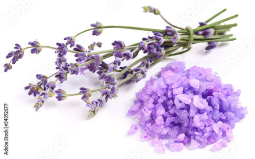 Fototapeta Naklejka Na Ścianę i Meble -  Bunch of lavender and sea salt.