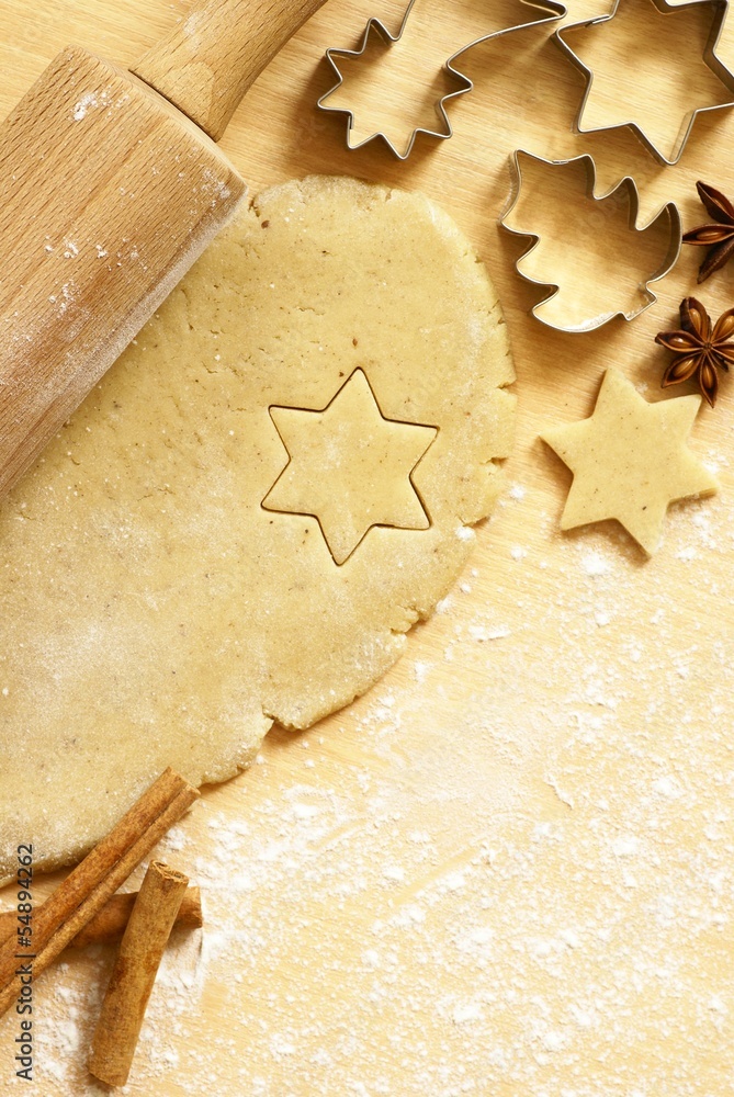 Dough for gingerbread cookies and baking accessories Dough for gingerbread cookies and baking accessories