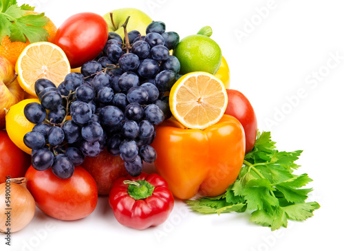 set of different fruits and vegetables