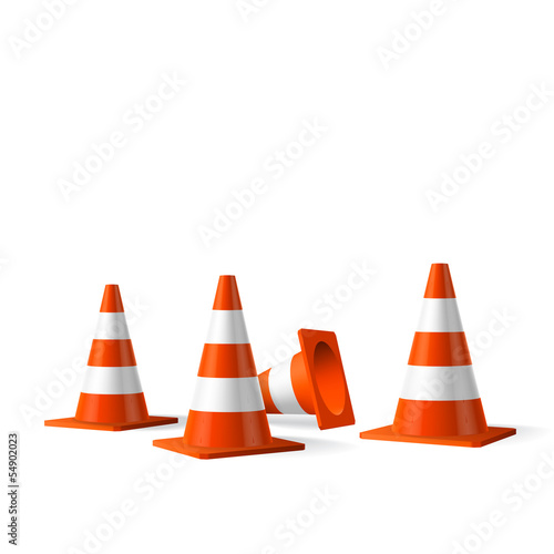 Traffic cones vector isolated object © JMC
