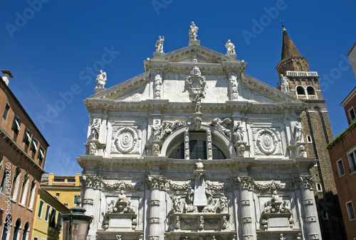 San Moise Church facade in Venice, Italy photo