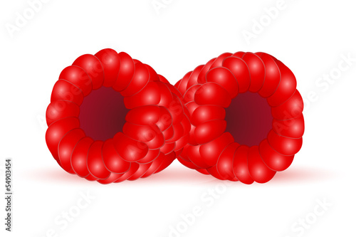 raspberries on a white background
