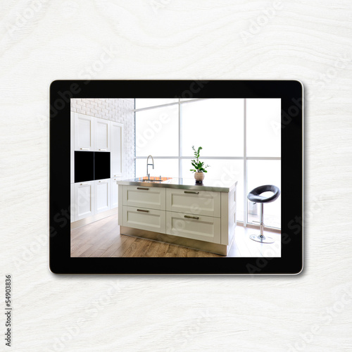 digital tablet computer and interior image on screen