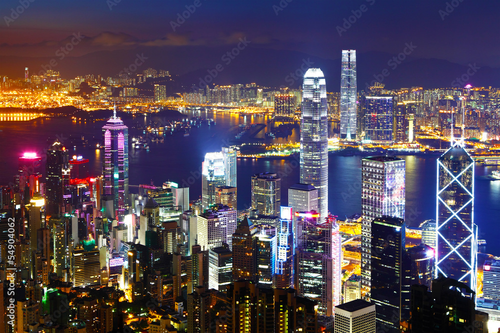 Fototapeta premium Hong Kong nocą